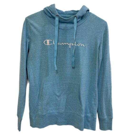 CHAMPION HOODIE WOMEN’S SMALL  BLUE KANGAROO POCKETS SWEATSHIRT POP OVER. - Picture 1 of 12
